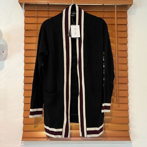 NWT C by Bloomingdale's Cashmere Multi Stripe Cardigan with Pockets - Picture 2 of 5